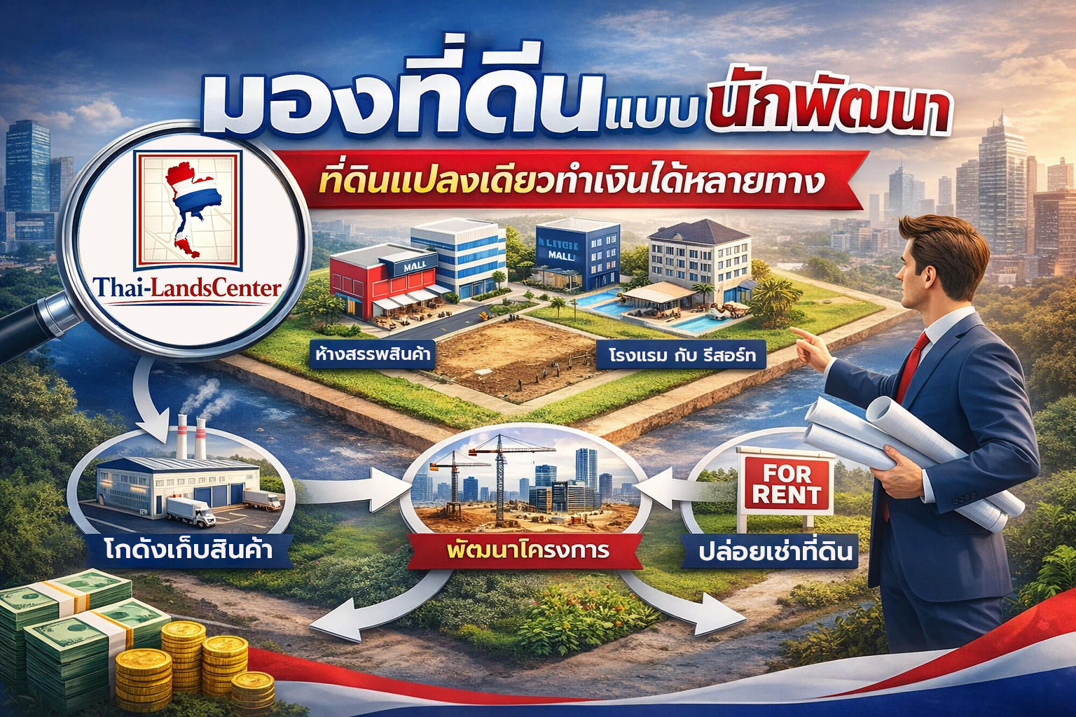 บทความที่ 10 มองที่ดินแบบนักพัฒนา ที่ดินแปลงเดียวทำเงินได้หลายทาง